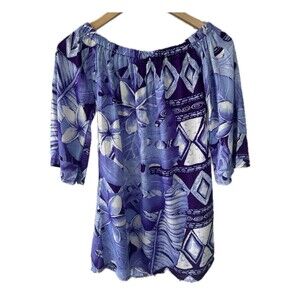 Hula Bay Girl's NWT Hawaiian Aloha Tribal Elastic Off Shoulder Bell Sleeve Dress